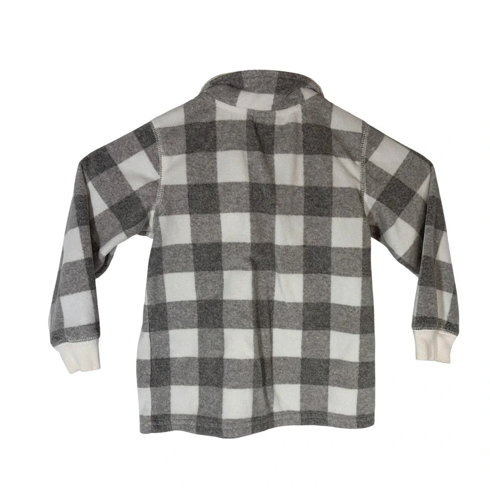 Carter's Toddler Buffalo Plaid Fleece Pullover Sherpa Collar Gray White 3T